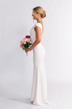 Daisy V Neck Mermaid Backless Lace Wedding Dress in Ivory