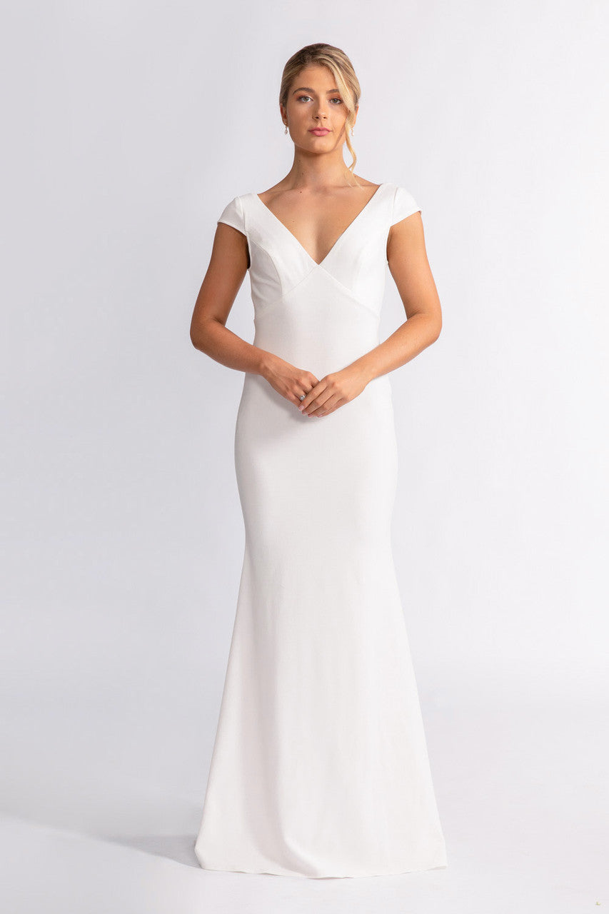 Daisy V Neck Mermaid Backless Lace Wedding Dress in Ivory