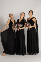 Claudia V Neck Bridesmaid Dress in Black
