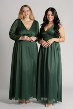 Aurora Sparkly Sleeveless Formal Dress in Emerald Green