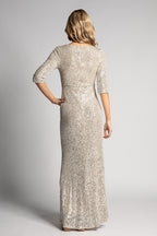 Eileen Long Sleeved Split Sequins Formal Dress in Champagne