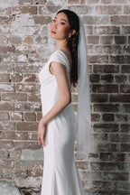 Ella Tulle & Pearl Wedding Veil - Short - Ivory