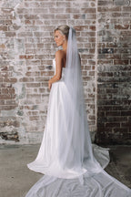 Ella Tulle & Pearl Wedding Veil - Long - white
