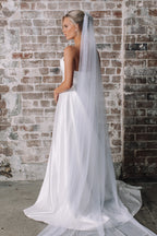 Ella Tulle & Pearl Wedding Veil - Long - Ivory