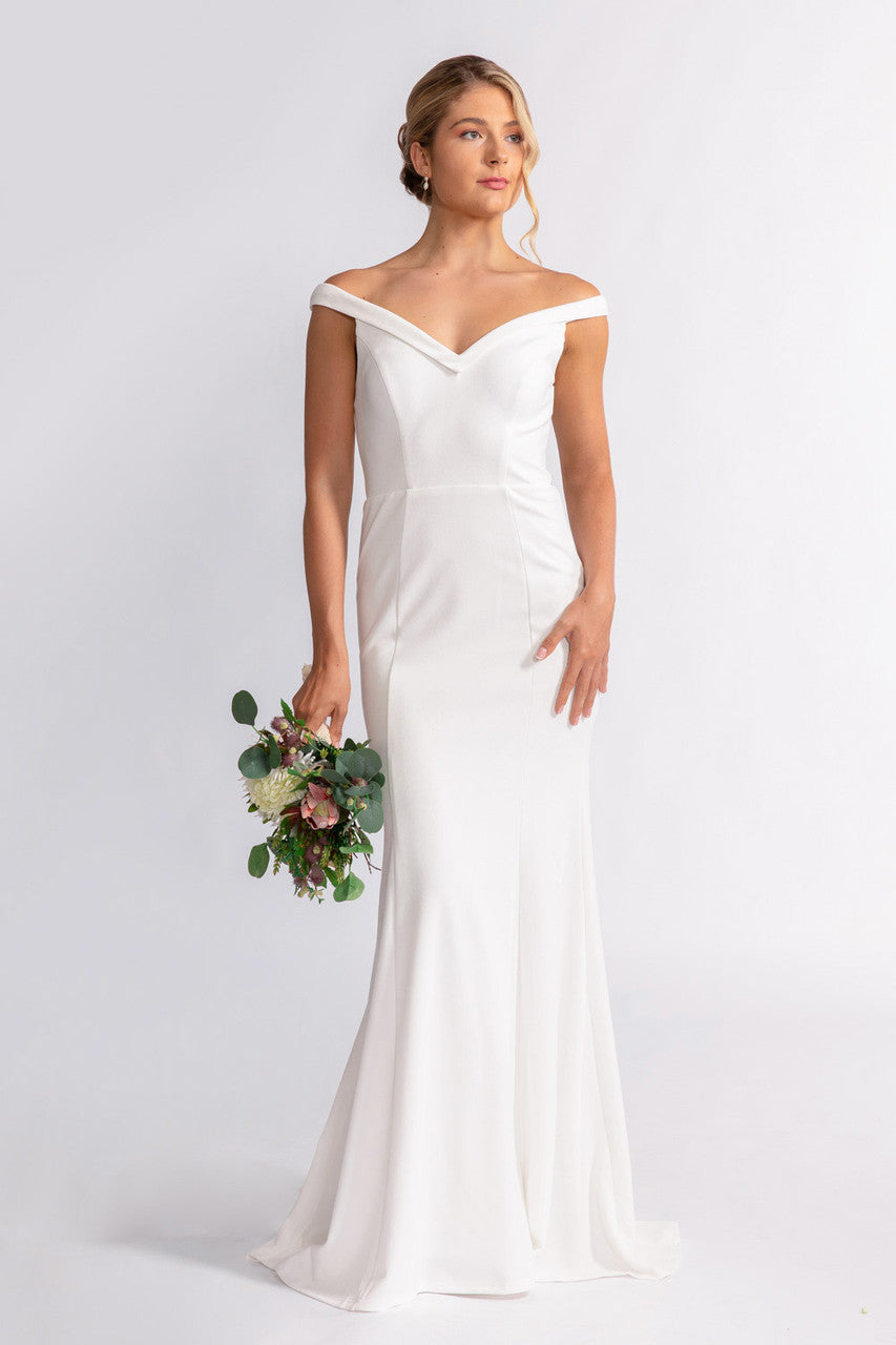 Emmeline Off Shoulder Mermaid Wedding Dress in Ivory