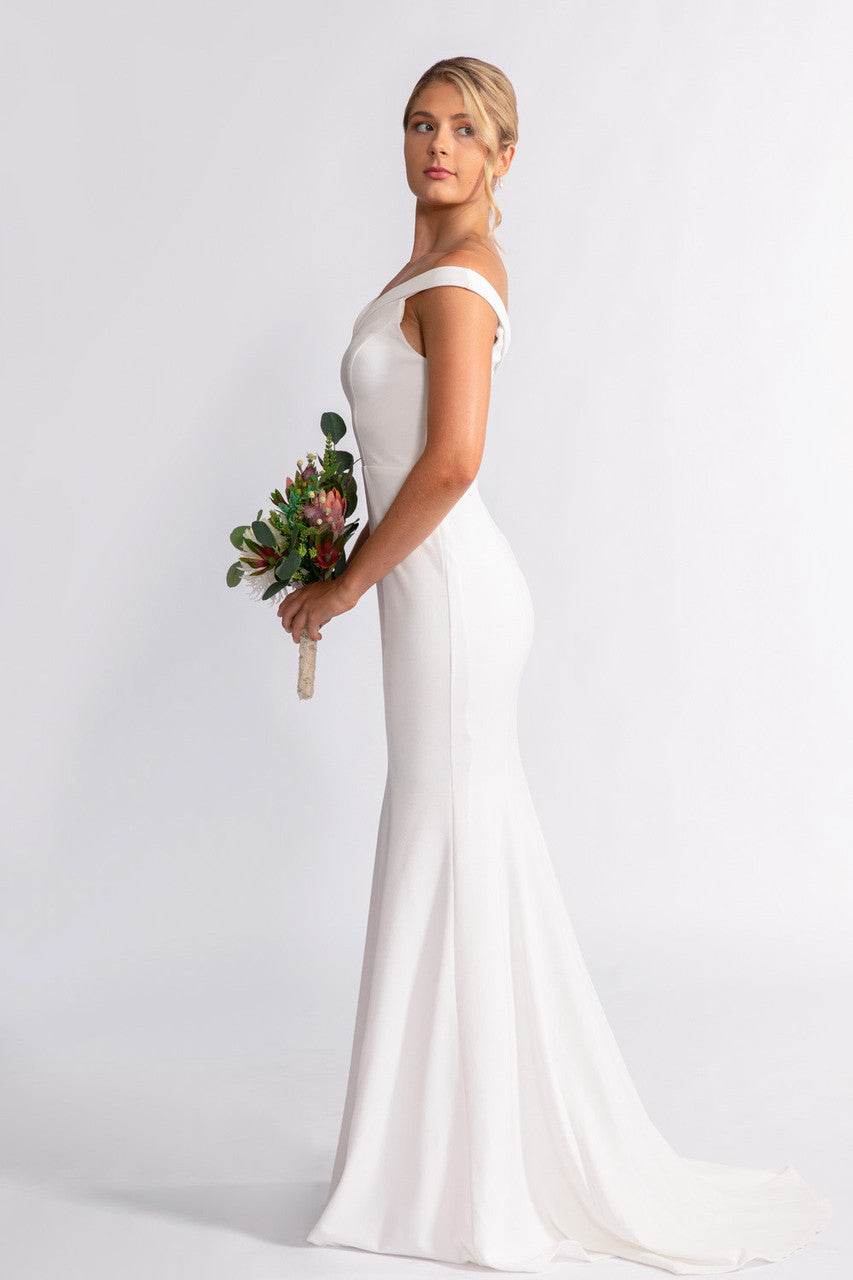 Emmeline Off Shoulder Mermaid Wedding Dress in Ivory