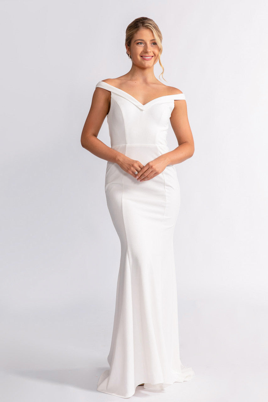 Emmeline Off Shoulder Mermaid Wedding Dress in Ivory