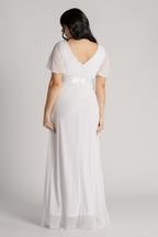 Evelyn Chiffon Short Sleeved Bridesmaid Dress in White