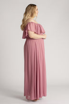 Isabelle Off Shoulder Flowy Bridesmaids Dress in Plum
