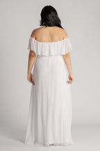 Isabelle Off Shoulder Flowy Bridesmaids Dress in White