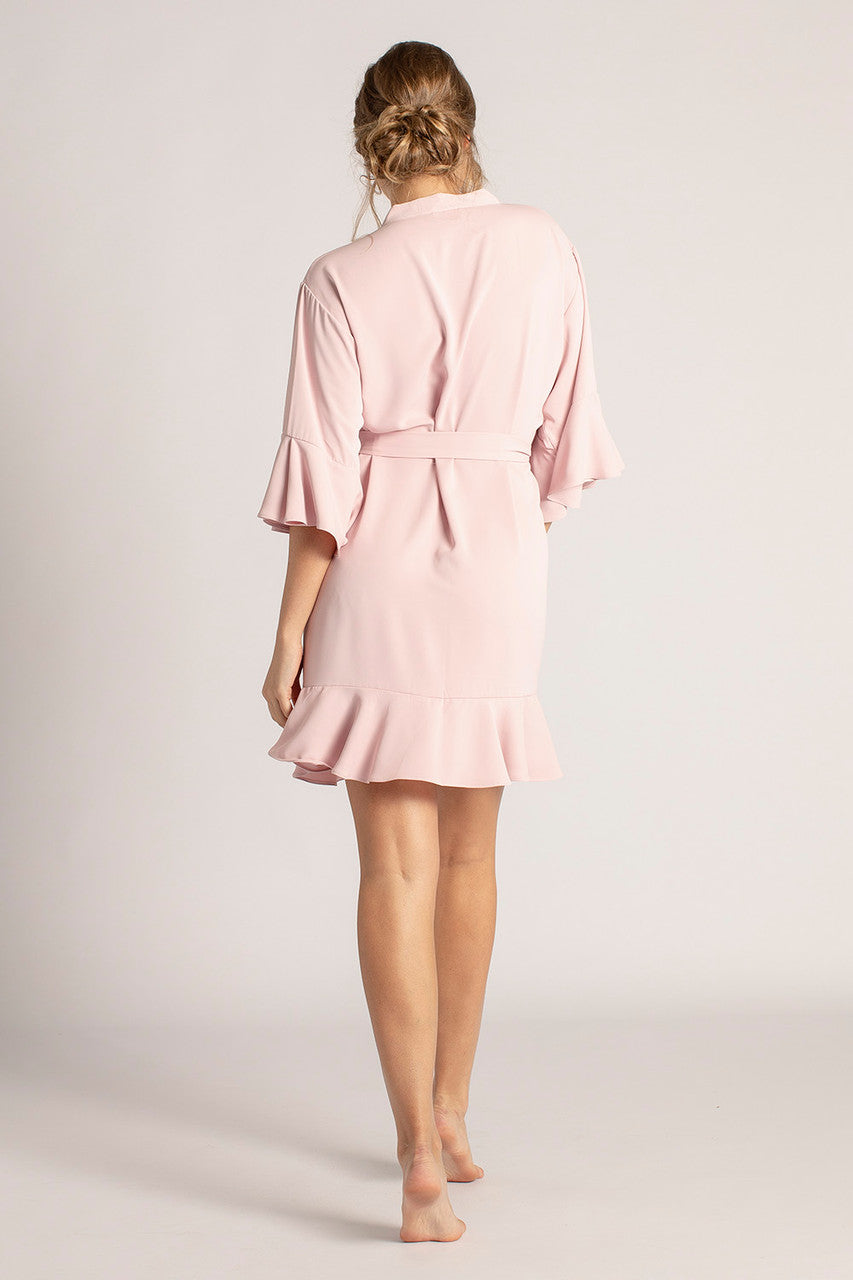 Jasmine Ruffle Bridesmaid Robe in Light Rose Pink