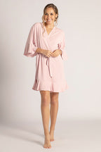 Jasmine Ruffle Bridesmaid Robe in Light Rose Pink