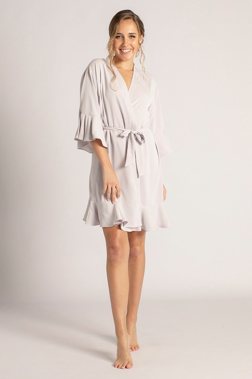 Jasmine Ruffle Bridesmaid Robe in Pastel Dusty Purple