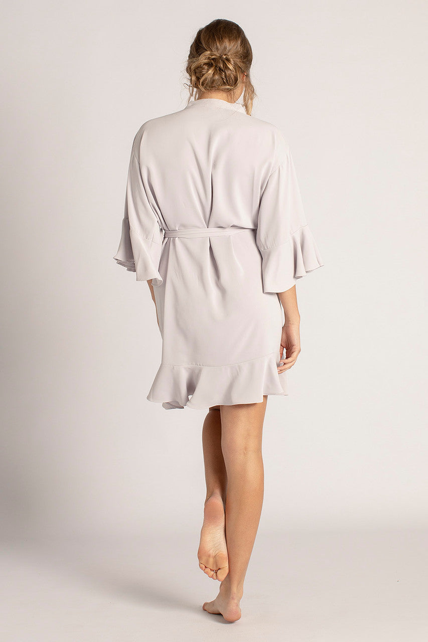 Jasmine Ruffle Bridesmaid Robe in Pastel Dusty Purple
