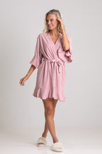 Jasmine Ruffle Bridesmaid Robe in Dusty Pink