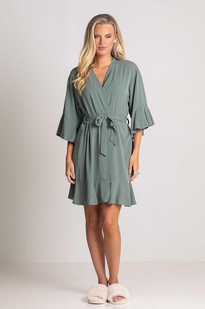 Jasmine Ruffle Bridesmaid Robe in Light Green