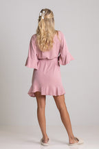 Jasmine Ruffle Bridesmaid Robe in Dusty Pink