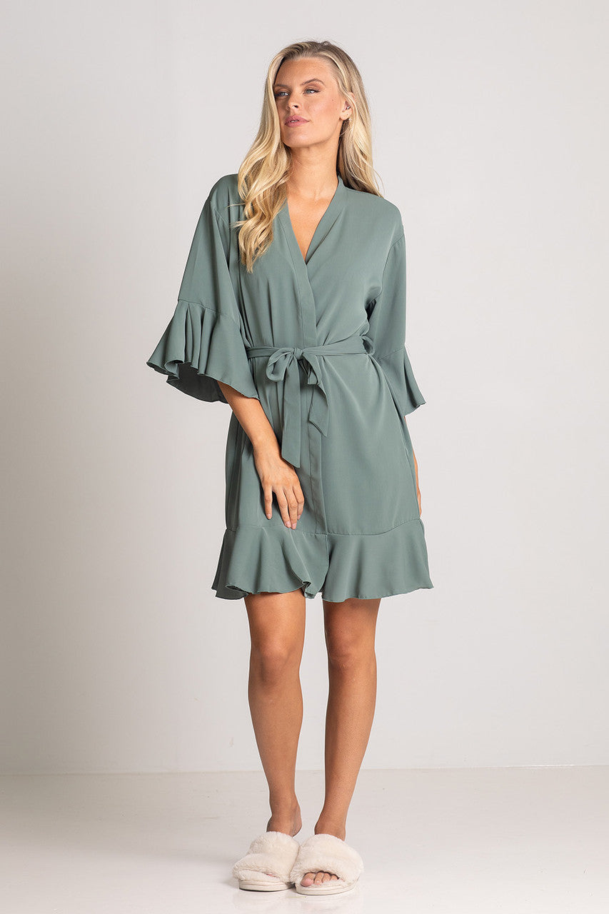 Jasmine Ruffle Bridesmaid Robe in Light Green