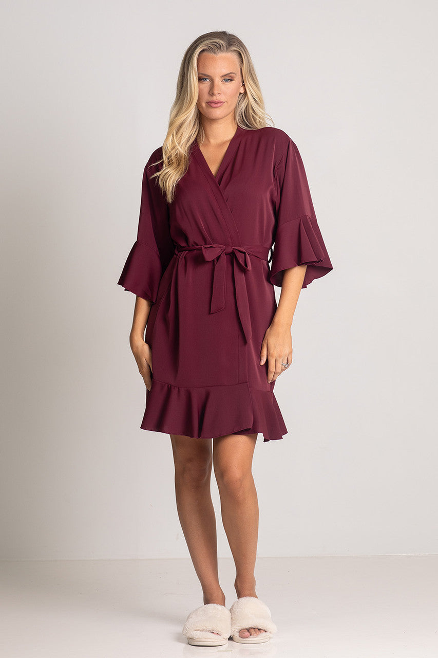 Jasmine Ruffle Bridesmaid Robe in Mulberry