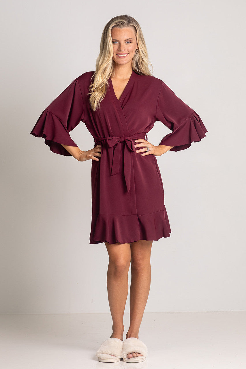 Jasmine Ruffle Bridesmaid Robe in Mulberry