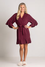 Jasmine Ruffle Bridesmaid Robe in Mulberry
