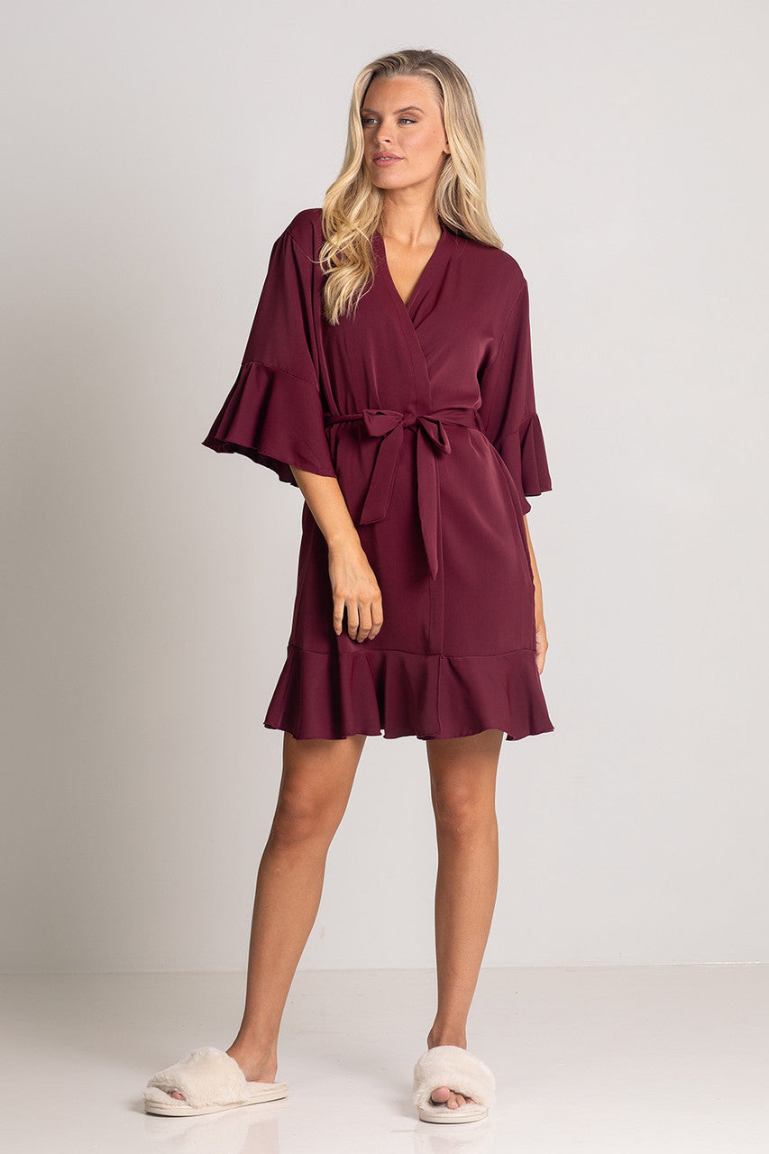 Jasmine Ruffle Bridesmaid Robe in Mulberry