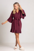 Jasmine Ruffle Bridesmaid Robe in Mulberry
