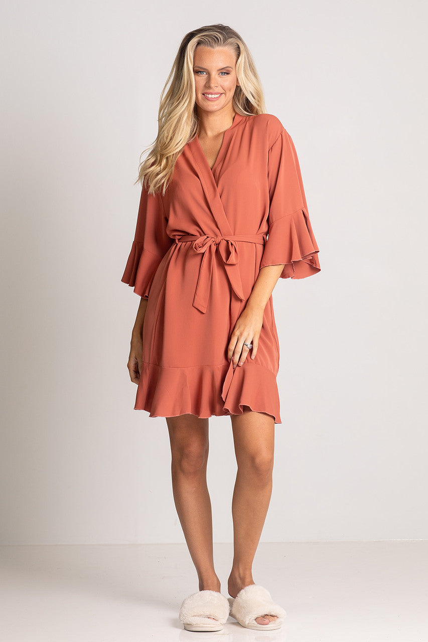 Jasmine Ruffle Bridesmaid Robe in Terracotta
