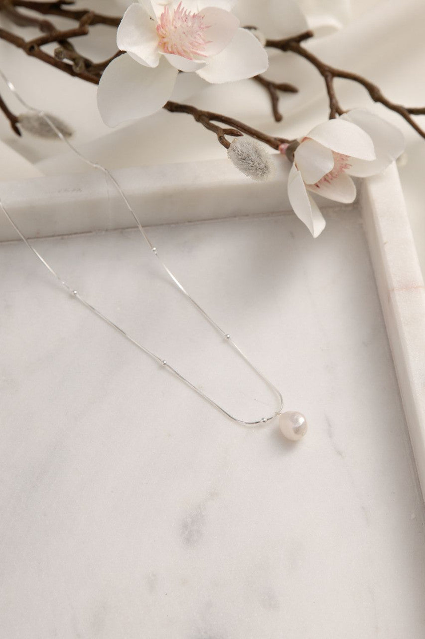 Kara Silver Pearl Necklace