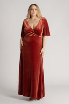 Karla Velvet V Neck Bridesmaid Dress in Copper