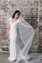 Kristine Single Layer Tulle Wedding Veil - Ivory