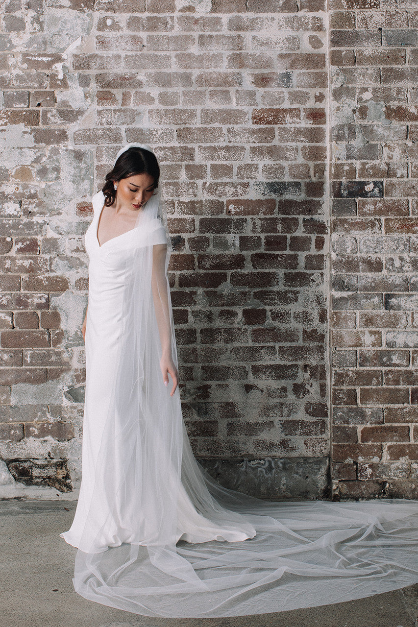 Kristine Single Layer Tulle Wedding Veil - Ivory