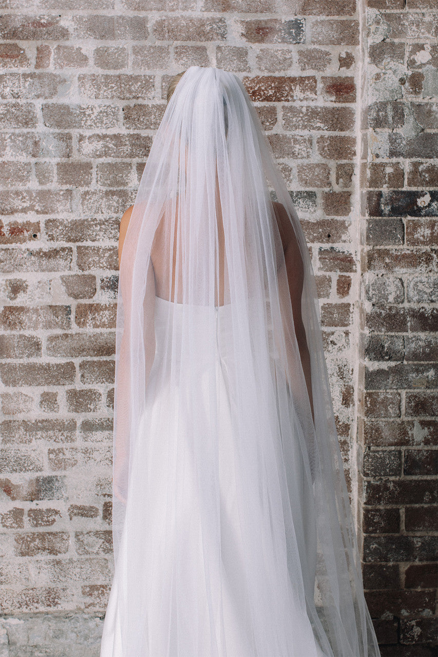 Kristine Single Layer Tulle Wedding Veil - White