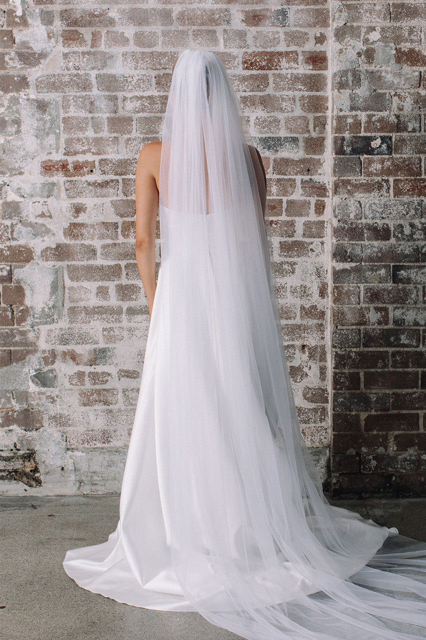Kristine Single Layer Tulle Wedding Veil - White