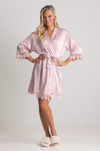 Lily Lace Bridesmaid Robe in Blush Pink