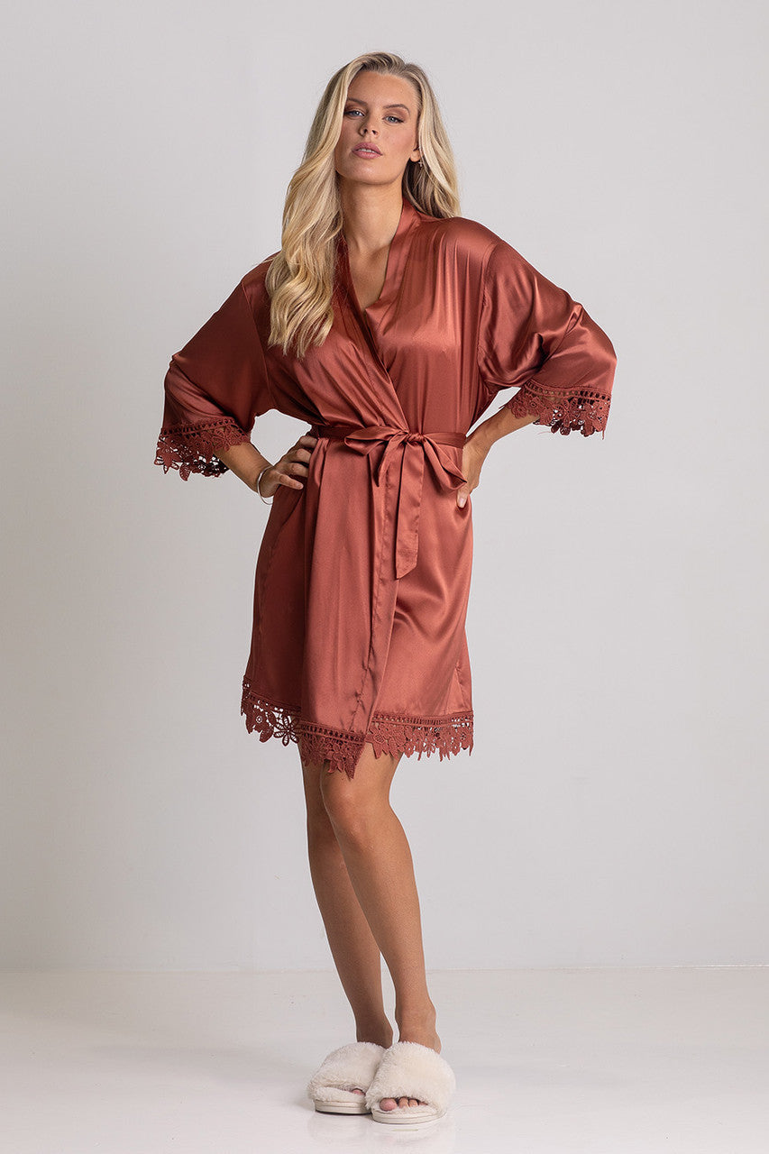 Lily Lace Bridesmaid Robe in Copper