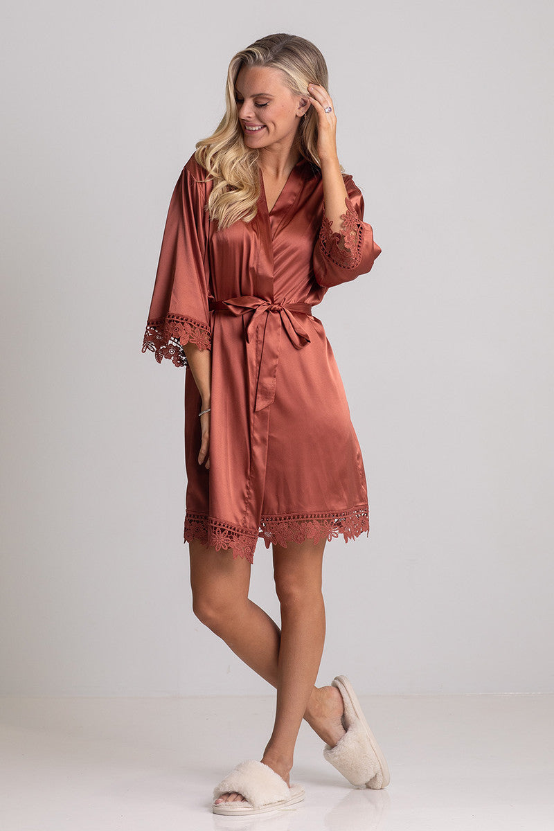 Lily Lace Bridesmaid Robe in Copper