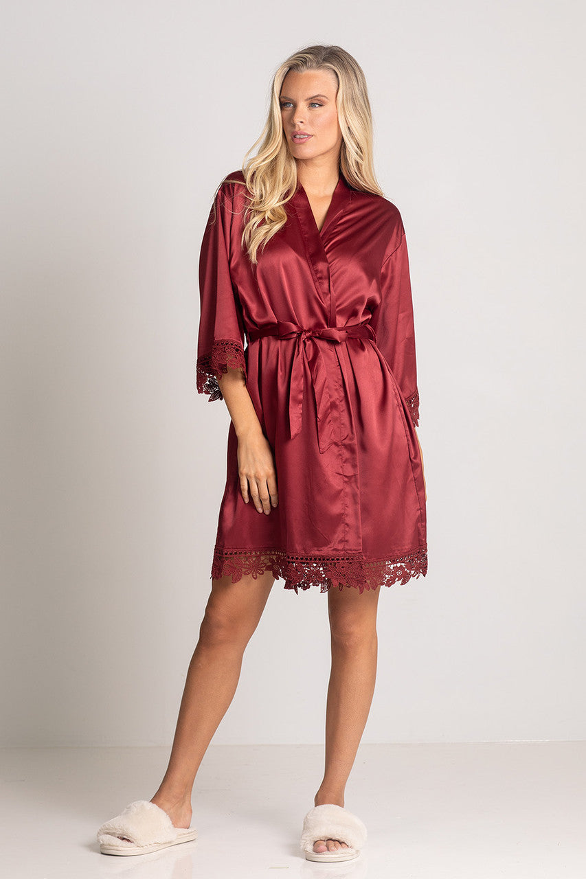Lily Lace Bridesmaid Robe in Paprika