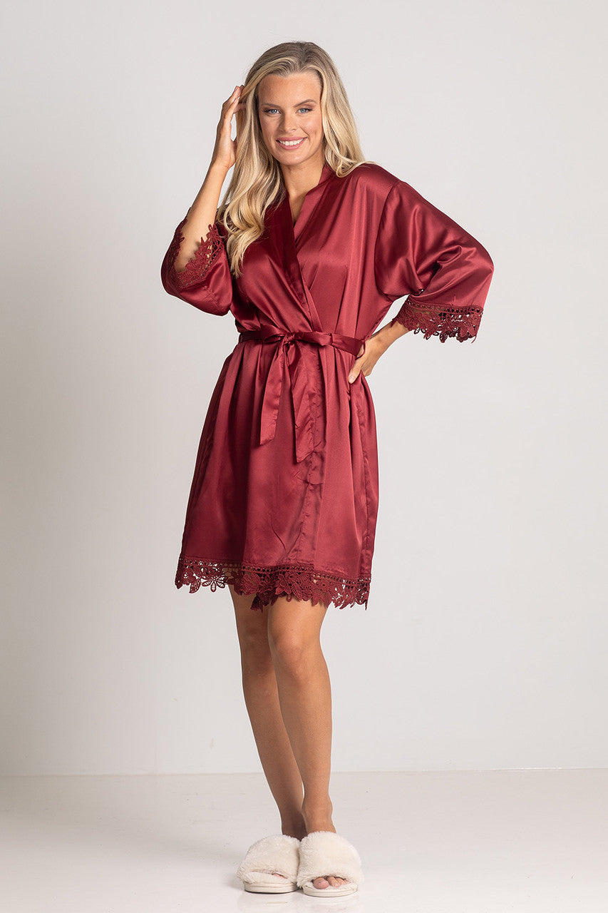 Lily Lace Bridesmaid Robe in Paprika