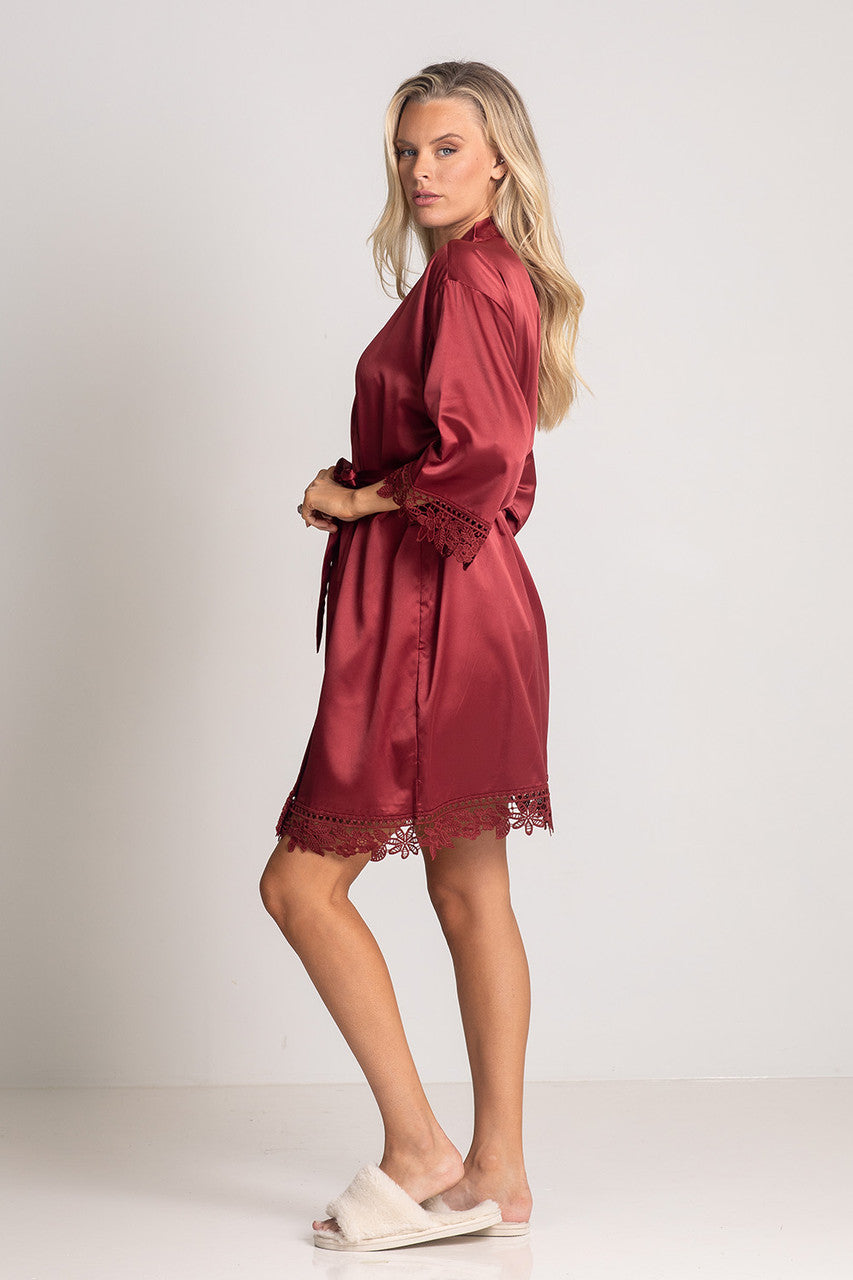 Lily Lace Bridesmaid Robe in Paprika