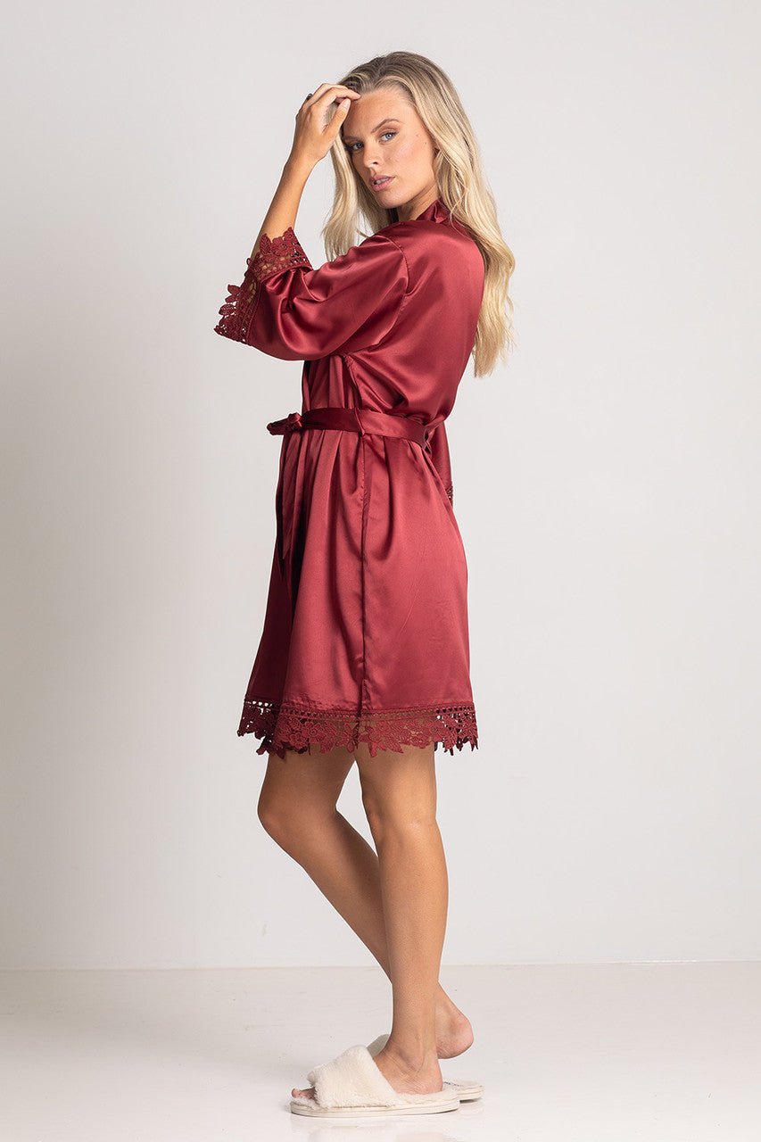 Lily Lace Bridesmaid Robe in Paprika