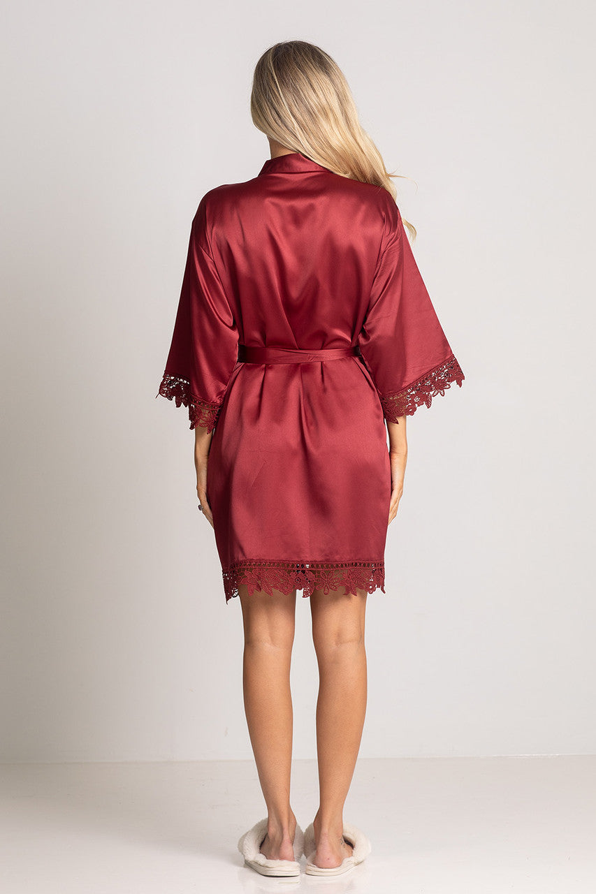Lily Lace Bridesmaid Robe in Paprika
