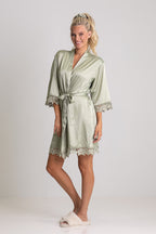 Lily Lace Bridesmaid Robe in Sage Green