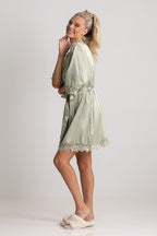Lily Lace Bridesmaid Robe in Sage Green
