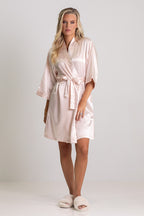 Luna Satin Bridesmaid Robe in Blush