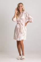 Luna Satin Bridesmaid Robe in Blush