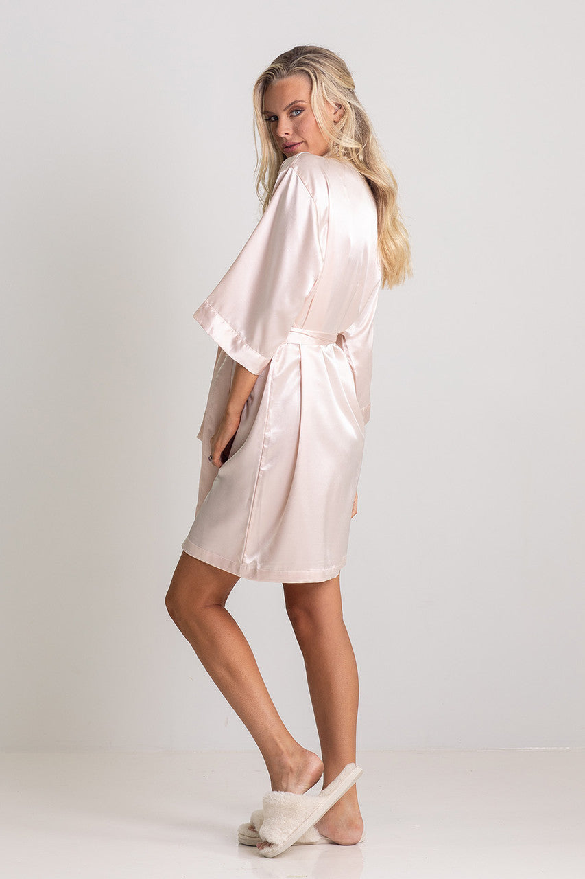 Luna Satin Bridesmaid Robe in Blush