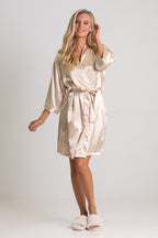 Luna Satin Bridesmaid Robe in Light Gold