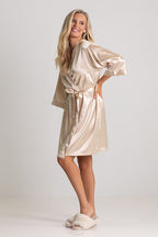 Luna Satin Bridesmaid Robe in Light Gold