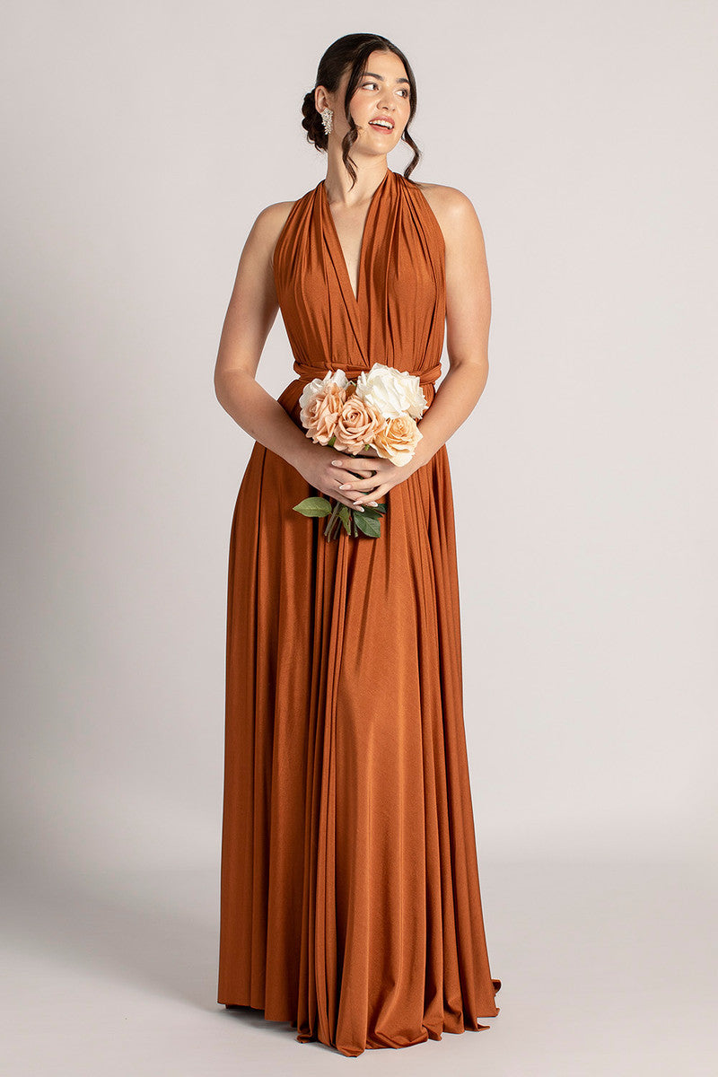 Luxe Satin Ballgown Multiway Infinity Dress in Copper